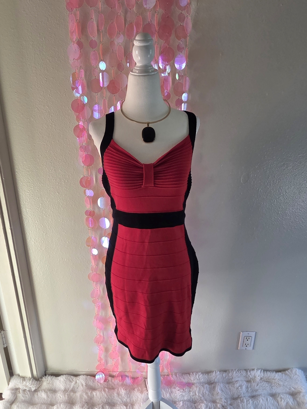 Forever 21 Red and Black Bandage Mini Dress